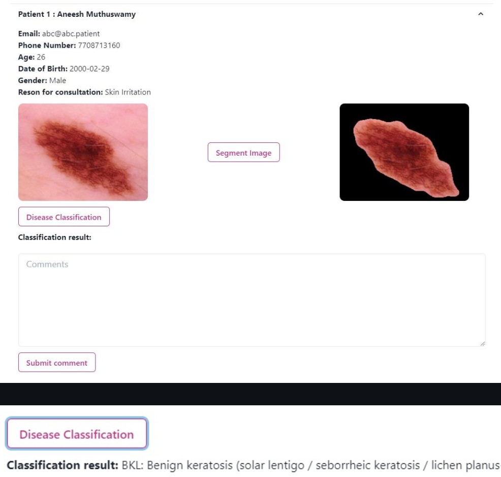 Screenshot of web app